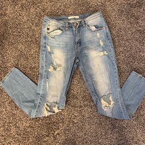Mid Rise Skinny Distressed Jeans